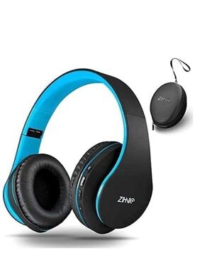 ZIHNIC Bluetooth Headphones Over-Ear – Foldable Wireless (Black/Blue)